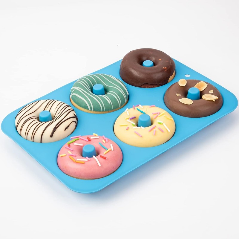 Blue Silicone Donut Molds Set of 2, Food Grade, Non-Stick, Oven & Dishwasher ... gallery