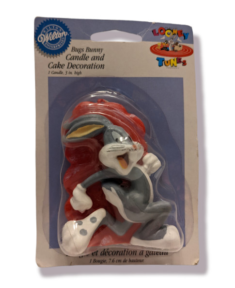Vintage Looney Tunes Bugs Bunny Wax Candle Cake Topper by Wilton 1996