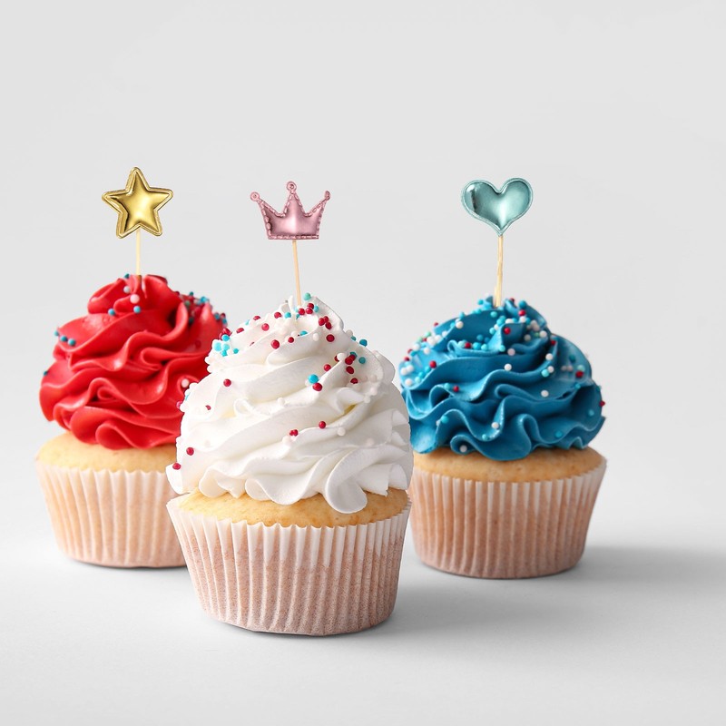 50 Pcs 1.6 x 1.6 Inch Star Birthday Cupcake Toppers, Red gallery