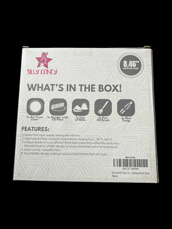 Silly Coney silicone air fryer liner + More Water/oil resistant max temp 464 NIB gallery