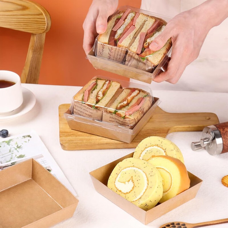 100 Pack Charcuterie Boxes with Clear Lids 5 Inch Kraft To Go Paper Bakery Box gallery