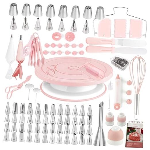 Cake Decorating Kit,137pcs Cake Decorating Supplies with Cake Turntable Pink-ne gallery