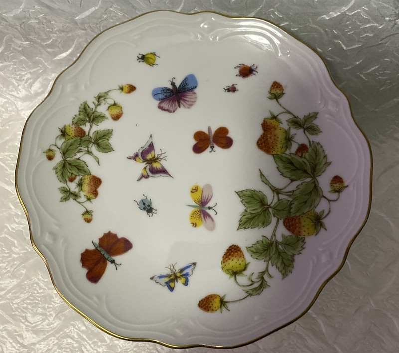Vintage Lenwile Ardalt 7" Small Pedestal Cake/Pastry Plate Berries & Butterflies gallery