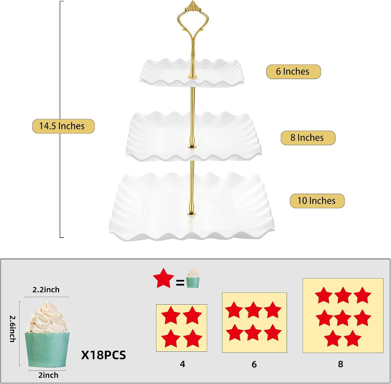 Dessert Cupcake Stand, 3 Tier Cup Cake Holder Tower for Tea Party/Birthday/Weddi gallery