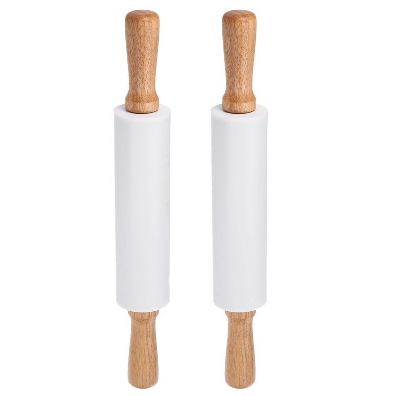 2pcs Silicone Rolling Pins for Baking 38cm x 5.2cm, White