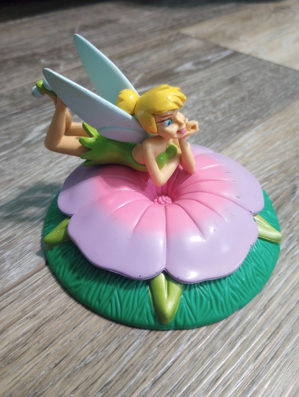 Disney Tinkerbell On Flower Cake Topper, Decopac Tinkerbell Figurine, 4” Dia.