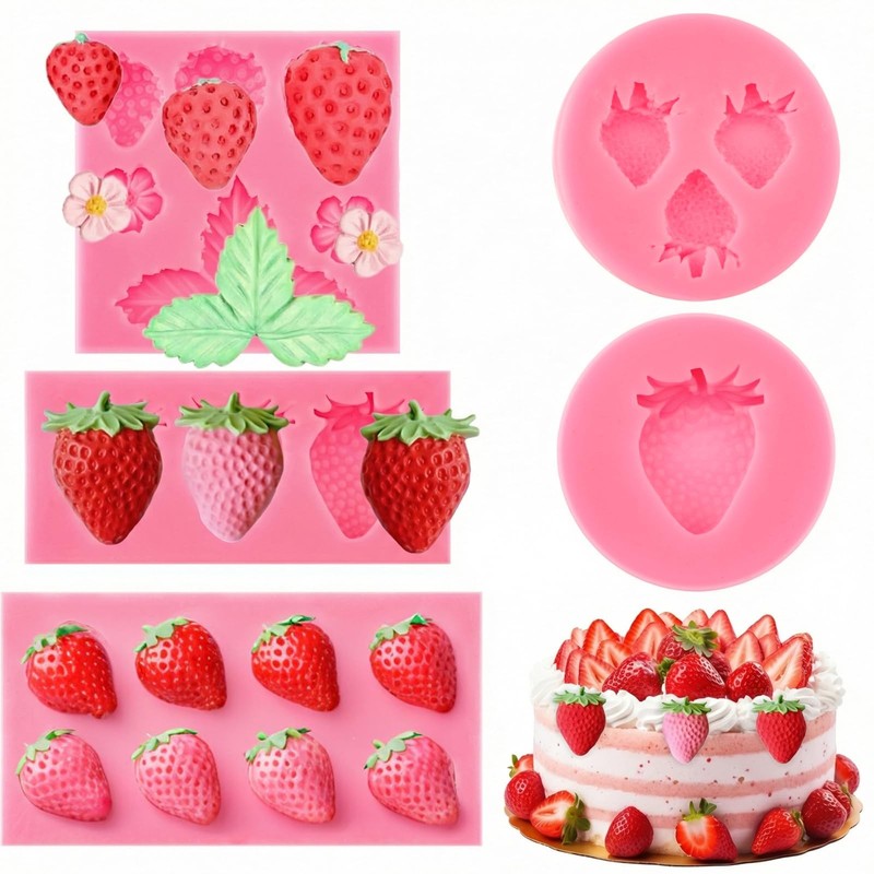 5 Pcs Strawberry Silicone Mold Strawberry Candle Molds Silicone Moulds for Wa…