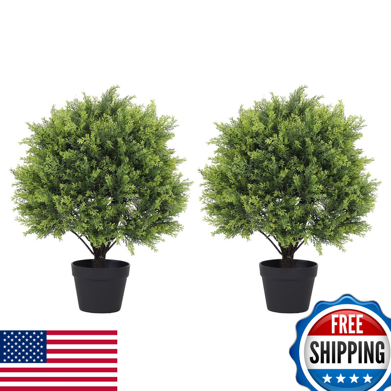 I.C.Elaine 24 Topiary Trees Artificial Outdoor Set Of 2 Uv Resistant Cedar Fake