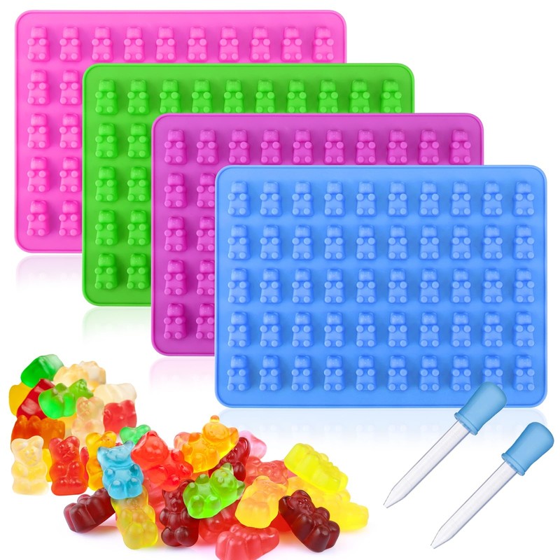Molde de osito de goma, bandejas de silicona con gotero para dulces y chocolate