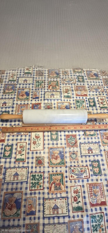 Gourmet Kitchen White Marble Rolling Pin Wood Handles Cradle Stand Baking Pastry gallery