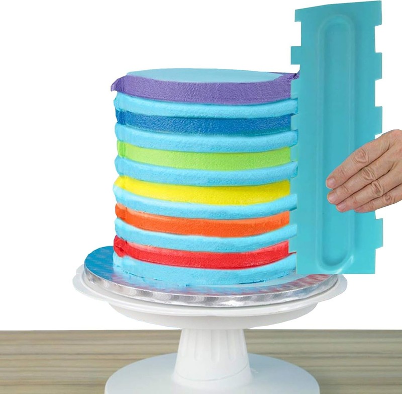 Juego de 6 raspadores y pulidores para pasteles, peines para decorar, azul gallery