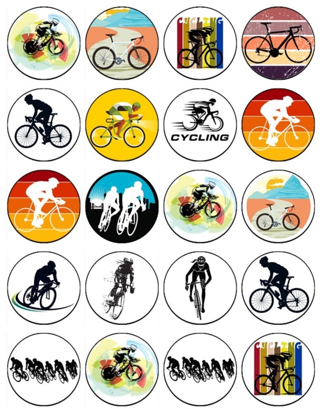 Cycling Edible Cake & Cupcake Toppers | Wafer | Bike Theme Sports Decorations