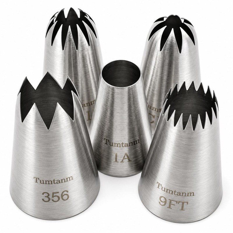 Piping tips large Cake Decorating tools, 5 pack Cake piping Nozzles Tips Kit ...