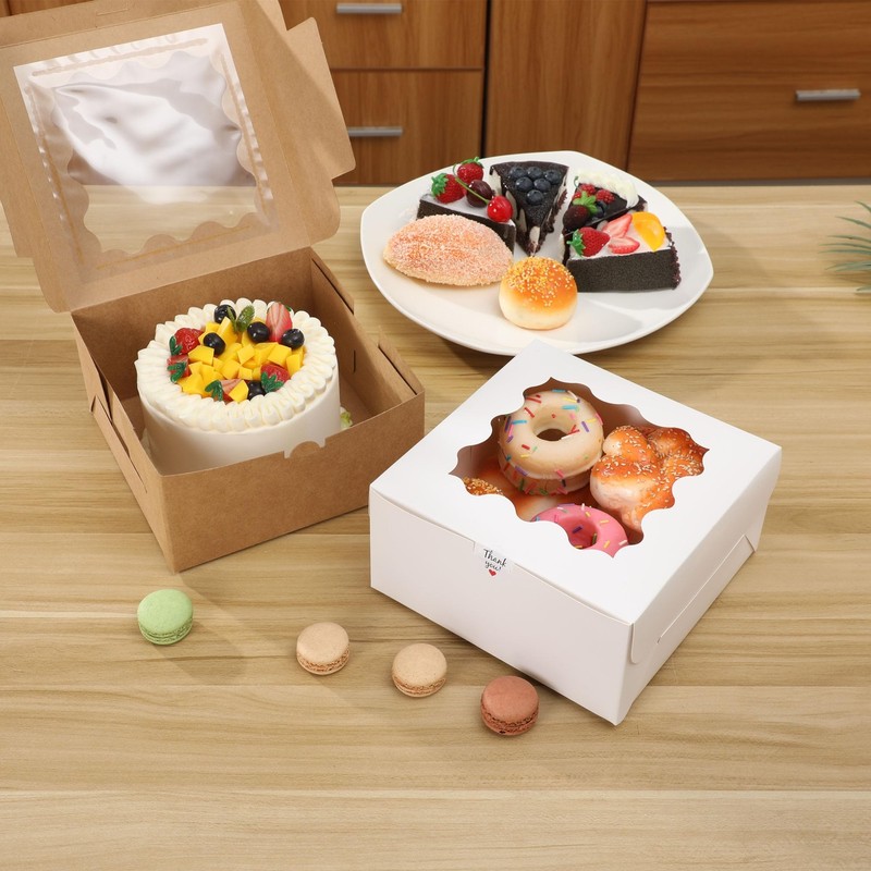 48 PCS 4x4x2.5" White Bakery Boxes with Window for Mini Cakes Cookies Treats gallery
