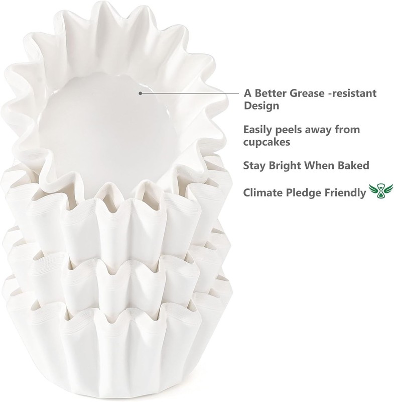 Heavy Duty White Mini Cupcake Liners 200 Counts Grease-Resistant Paper Muffin gallery