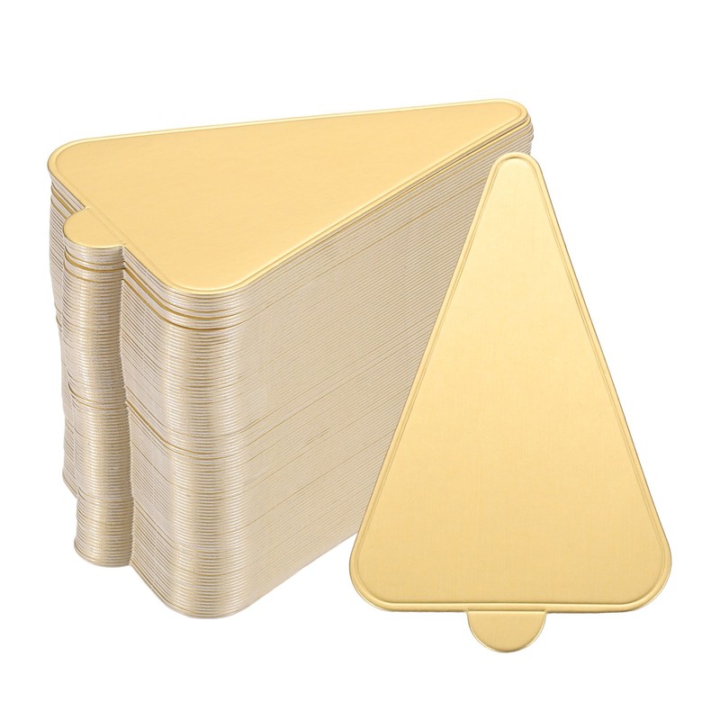 200pcs Mini Cake Boards, Mousse Cake Cardboards Triangle for Cake Bases (Gold)
