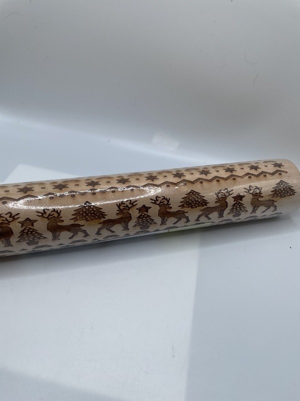 Christmas Pattern Wooden Rolling Pin Environmental Health Natural Raw Wood gallery
