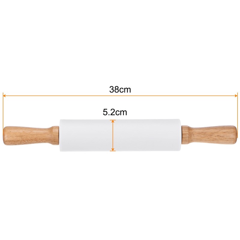 2pcs Silicone Rolling Pins for Baking 38cm x 5.2cm, White gallery