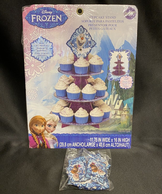 Wilton Disney FROZEN Cup Cake Stand Party Decoration + 24 Picks Elsa Anna Olaf