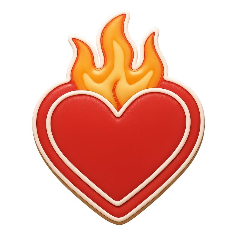 Heart with Flames Cookie Cutter & Stamp, Fondant & Clay - 2.8x4 gallery