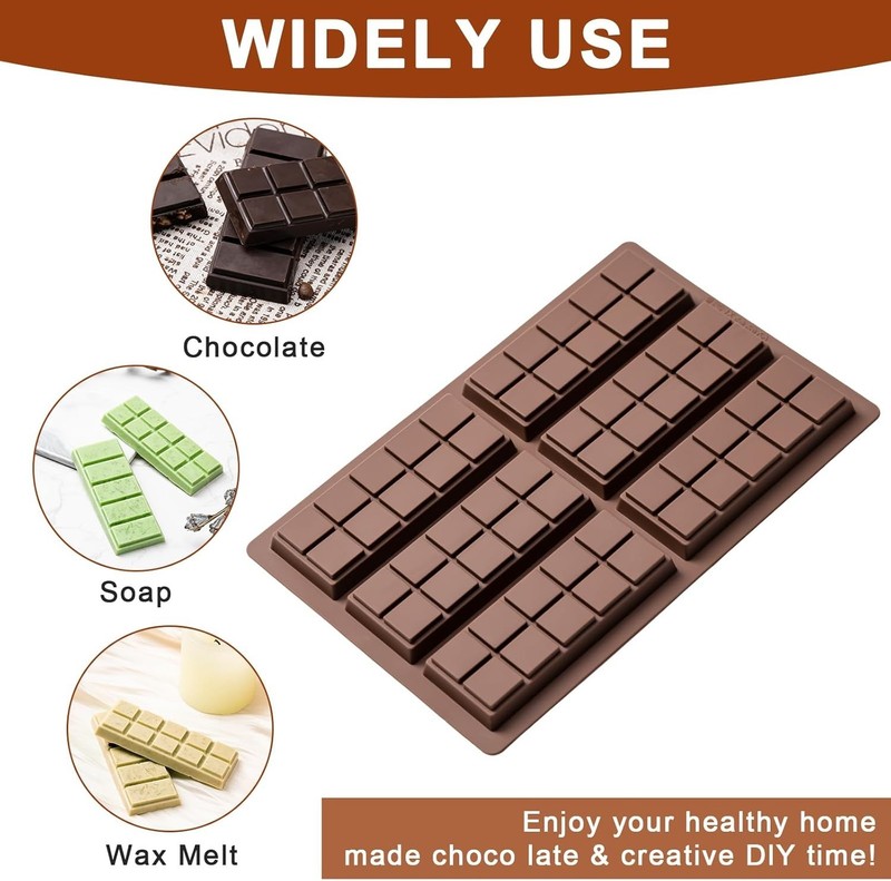 Chocolate Bar Mold,Non-Stick Chocolate Molds, 100% Food Grade Silicone Deep Choc gallery