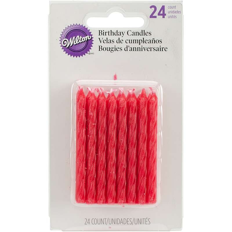 Birthday Candles 2.5 24/Pkg Red Striped Spirals