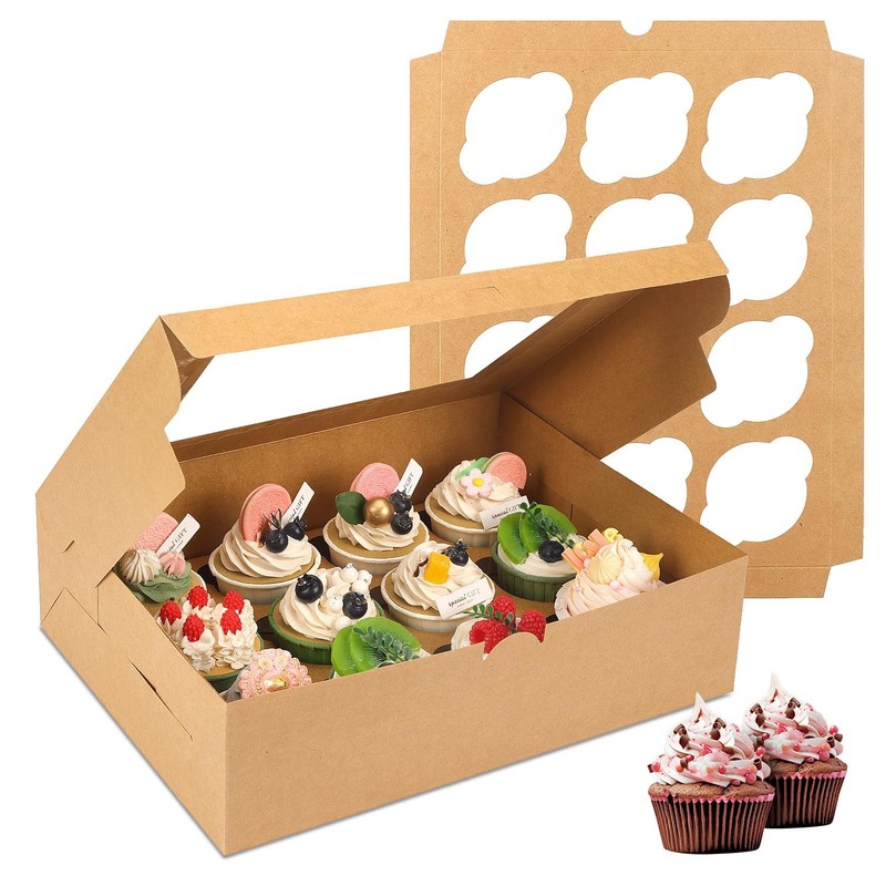 20 Sets Cupcake Boxes, 12 Count Cupcake Containers with Window, for Holiday P…