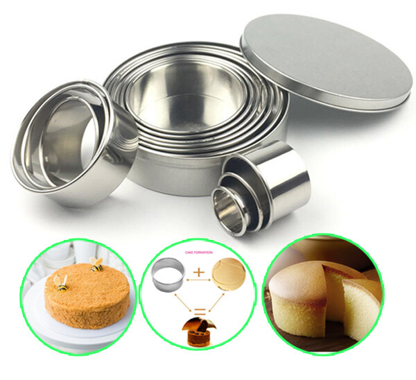 12PCS Stainless Steel Round Donut Cookie Biscuit Cutter Baking Mold with Tin Box gallery