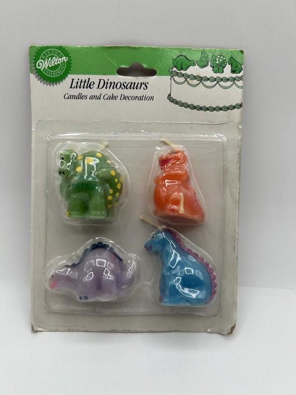 VTG 1994 Wilton Little Dinosaur Candles Cake Decorations 4 Candles NOS