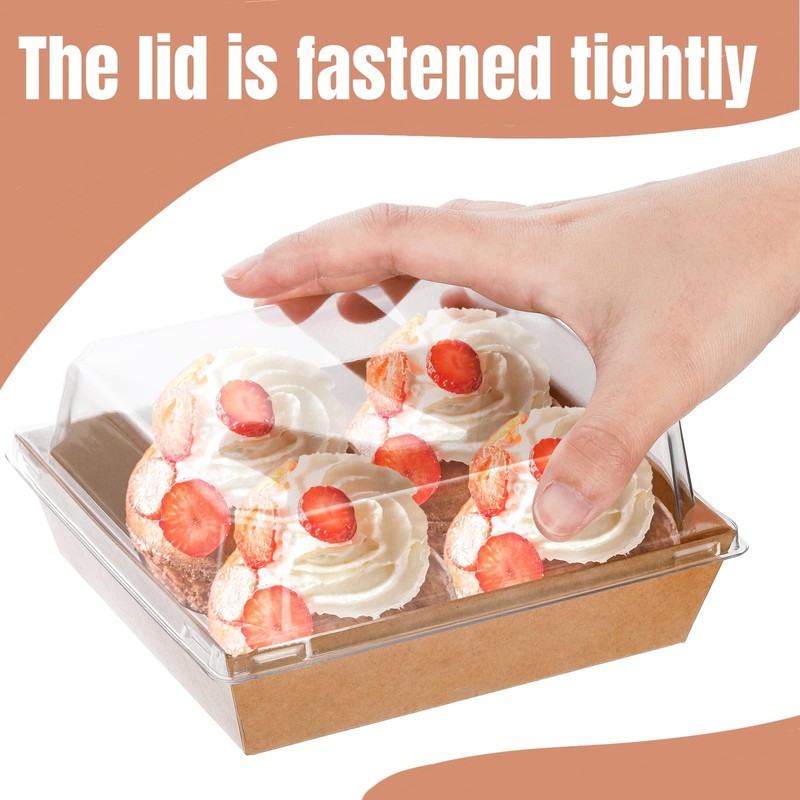 100 Pack Charcuterie Boxes with Clear Lids, 5.4"×5"×2.5" Paper Bakery Dessert... gallery