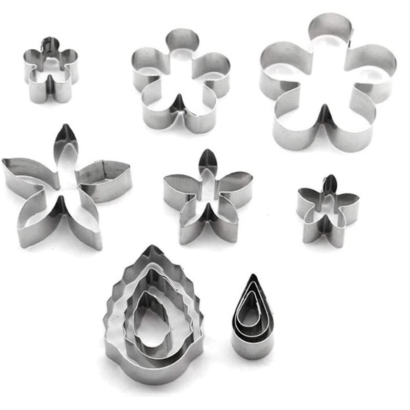 Stainless Steel Mini Cookie Cutters Set Of 12 Flower Shape Home Baking Supplies gallery
