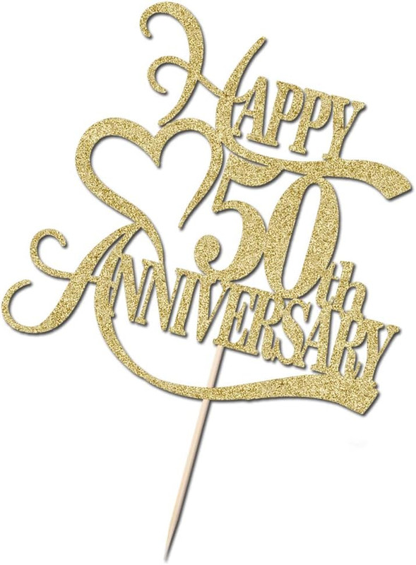 Gold Glitter 50Th Anniversary Cake Topper - Wedding Party Decoration Ideas, Anni gallery