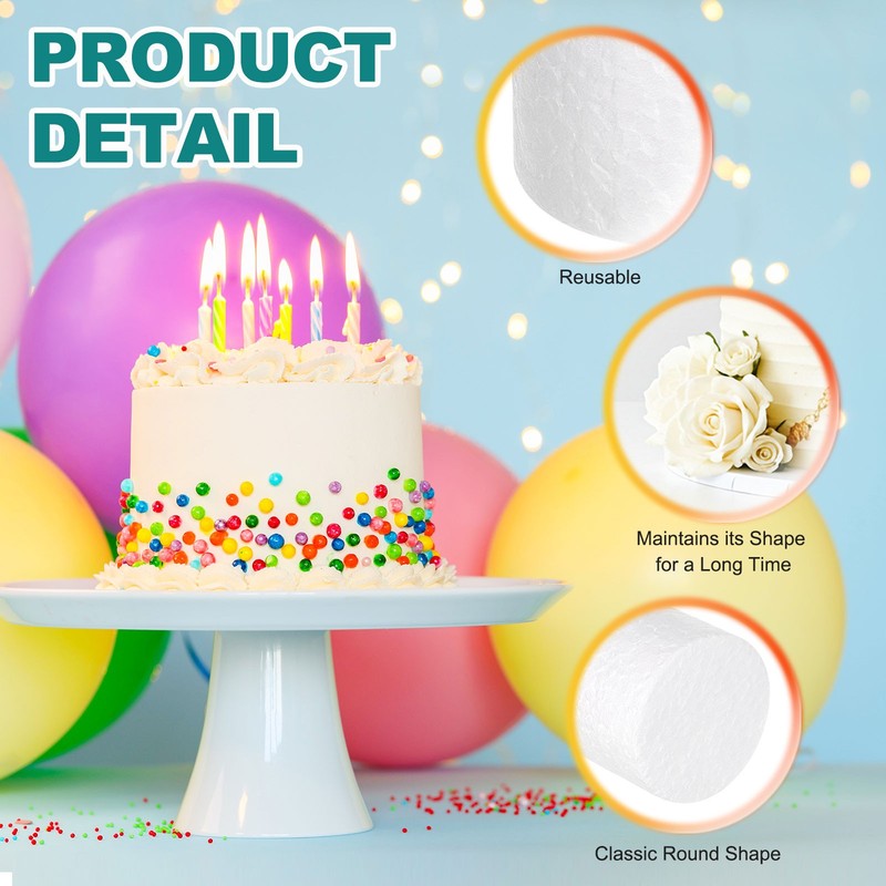 Round Foam Cake Dummy, 6"x 5" White Fake Cake Circles Dummies, 2Pcs gallery