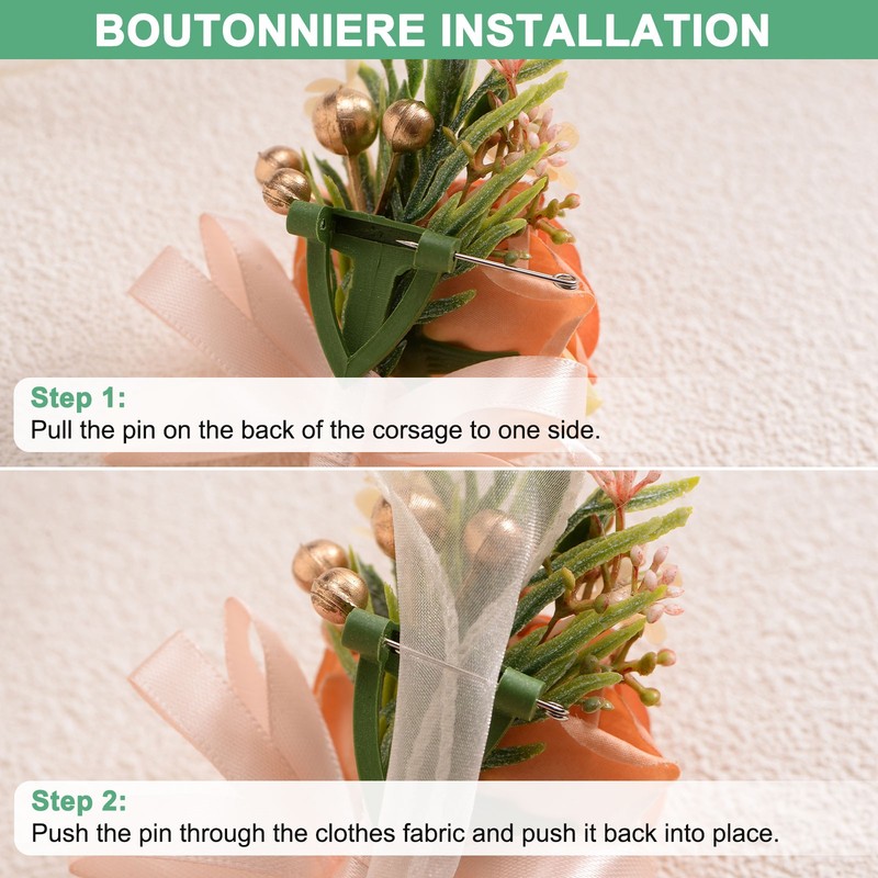 2-Pack Boutonnieres for Men, Artificial Rose Men Boutonnieres [Dark Blue] gallery