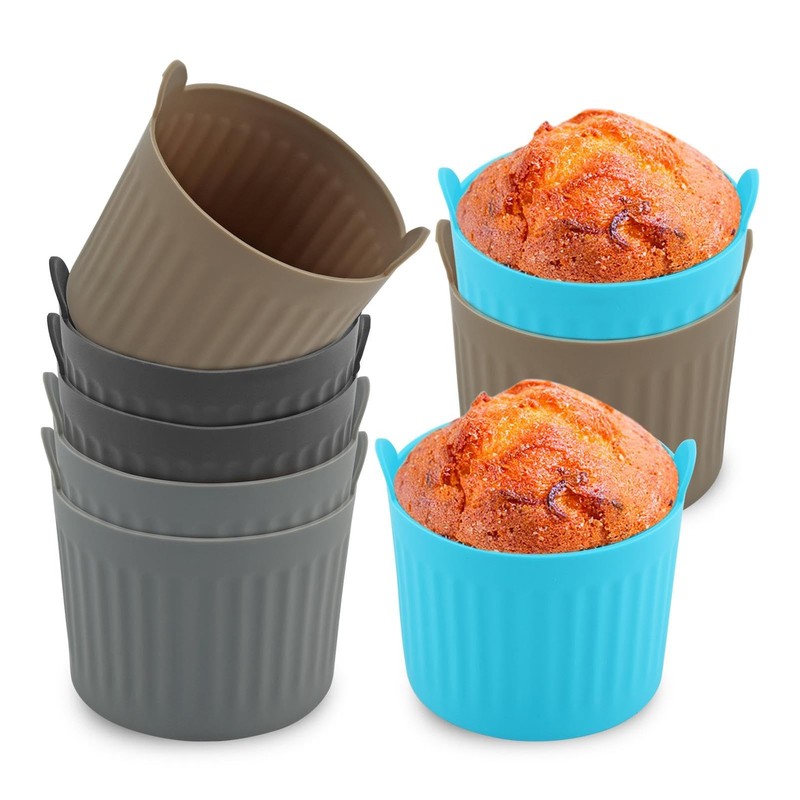 8 Pcs Air Fryer Baking Ramekins, Reusable Silicone Muffin Cups, Non-Stick Egg…