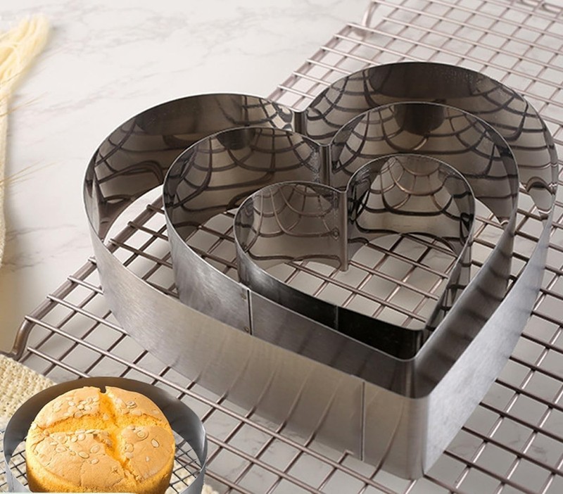 Stainless Steel 6 Inch 8 Inch 10 Inch Heart Shaped Cake Ring Molds Set, Heart... gallery