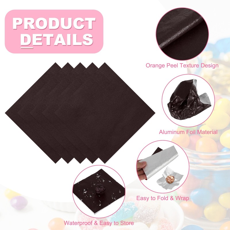 200 Pcs Candy Foil Wrapper, 4.7 x 4.7" Chocolate Wrapper, Brown (Orange Peel) gallery