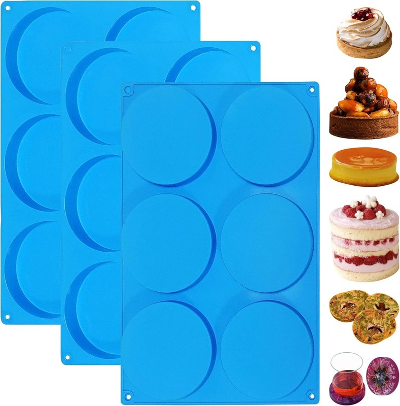 Sidosir Round Silicone Mold for Baking, 4inch Large Breakfast ROUND, 3PCS