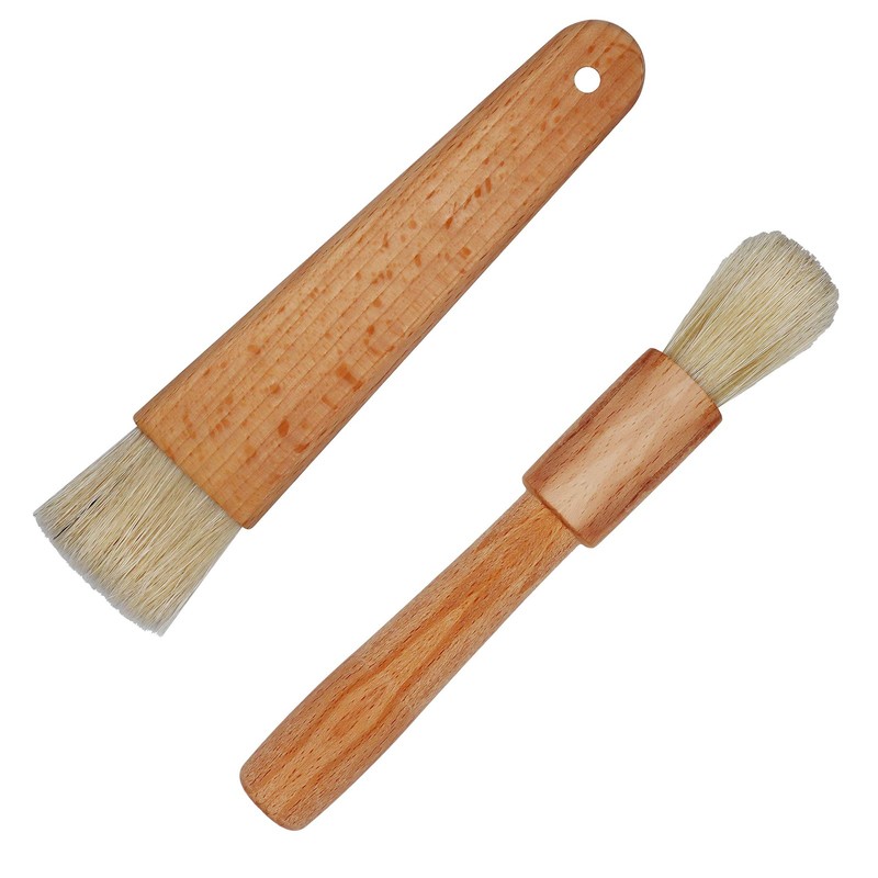 EIKS 2 Sets Natural Bristles with Wooden Handle Pastry Brushes for Brown