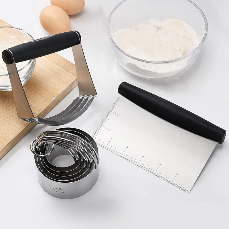 Stainless Steel Biscuit Cutter Set, Pastry Scraper and Dough Blender, Sturdy & L gallery