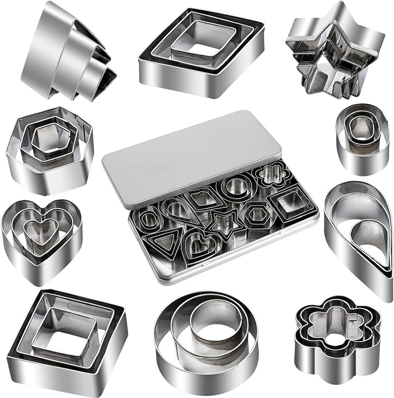 Mini Cookie Cutter Set, 30 Tiny Stainless Steel Cookie Stamps of Rectangle Squar gallery