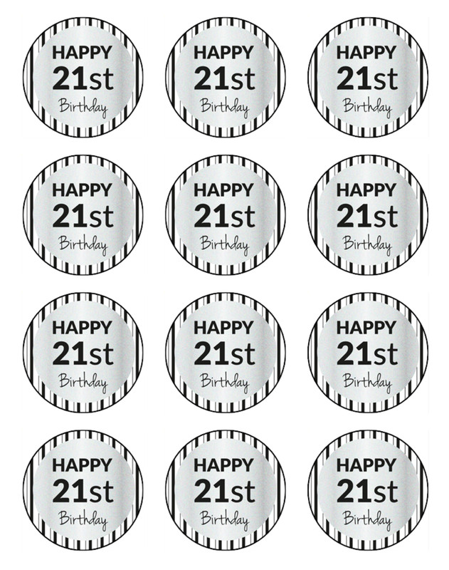 21st Birthday Edible Cake Toppers Wafer Cake & Cupcake Decorations (3 Sizes) gallery