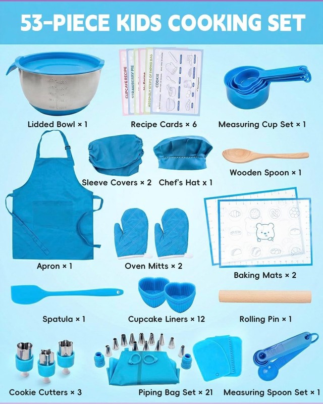 Kids Baking Set, Food-Grade Cooking Kit for Kids Ages 6 to 12, Kitchen Utensils gallery
