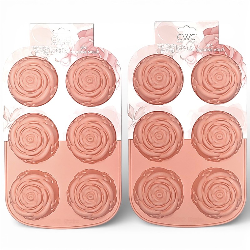 4 Pack Cook with Color Silicone Peach Rose Baking Molds gallery