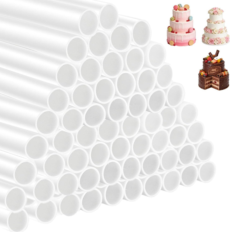 100 Pack Plastic White Cake Dowel Rods, Tiered Cake Construction Rods, Cake Stac