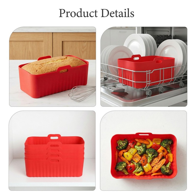 4 Pcs Air Fryer Silcone Tray Oven Liners Silicone Pot Rectangular gallery