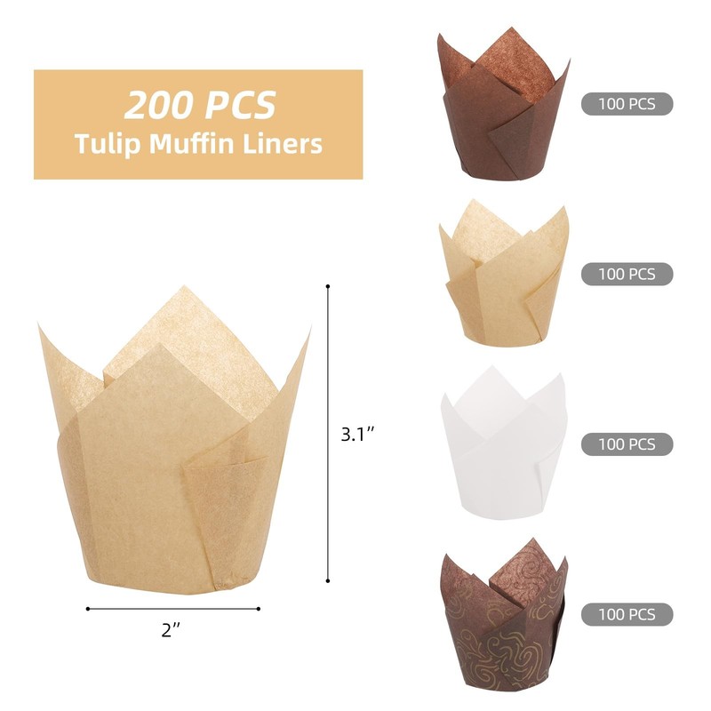 400 PCS Tulip Cupcake Liners Baking Cups Greaseproof Muffin Holder Party gallery
