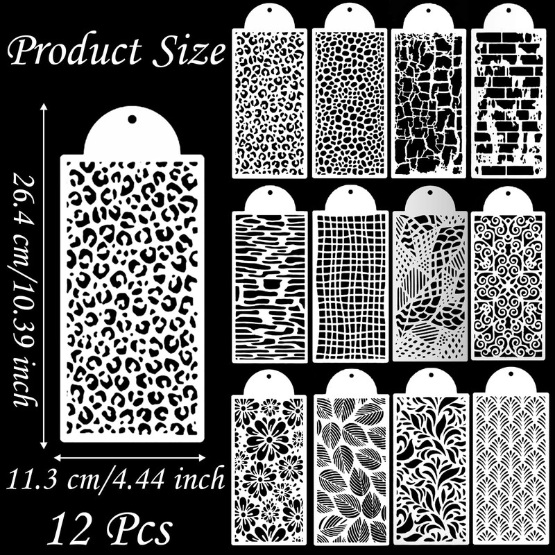 12 PCS Cake Stencils Templates Set Floral Leaf Leopard Print Lace Geometry gallery