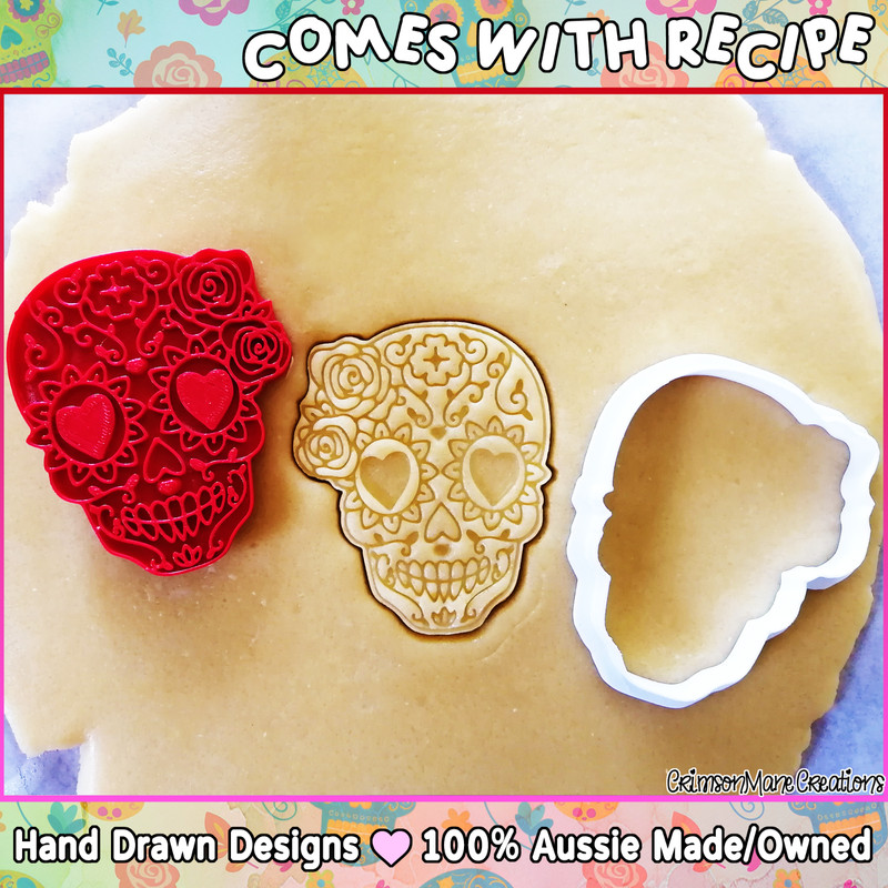 Sugar Skull Cookie Cutter Day of the Dead Roses Baking Fondant Tool Ceramics gallery