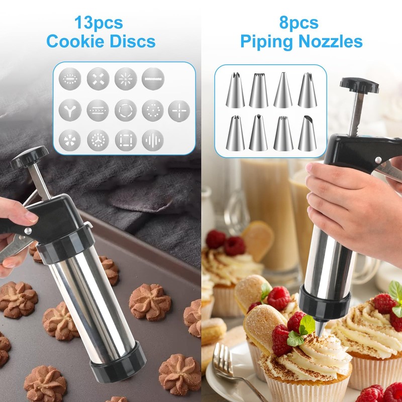 Cookie Press Set, DIY Stainless Steel Cookie Press Kit with Biscuit Cutters C... gallery